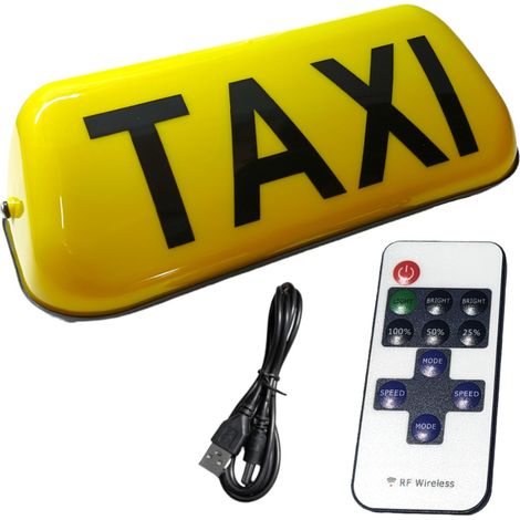LAMPE DE TAXI LED COQ GAPA AVEC TÉLÉCOMMANDE, AIMANT JAUNE, SANS FIL, FONCTIONNEMENT À BATTERIE (1/5)
