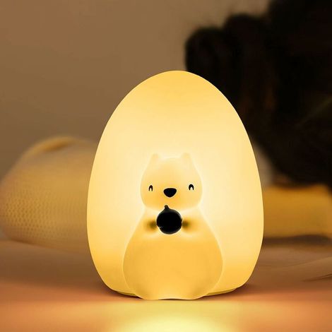 Squishy Kids Night Light, Cute Silicone Baby Night Light with Touch Control, Squishy Portable Rechargeable LED Animal Room Lamp for Toddler Room (1/5)