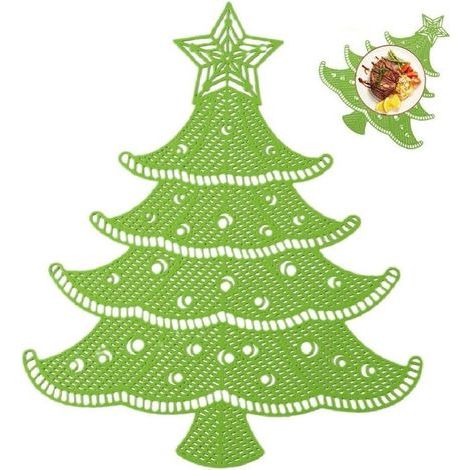 Platzset in Weihnachtsbaumform, hitzebeständiges, durchbrochenes Tischset, Tischunterlage für festliche Anlässe, isolierendes Kissen für den Esstisch (1/5)