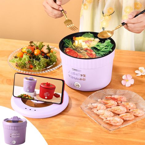 Cuiseur A Riz Mini - Cuiseur Electrique Multifonction - Pour Cuisson Vapeur Friture Bouillie Et Soupe De Nouilles - 15x15x13,5 Cm - 390 G - Violet (1/5)