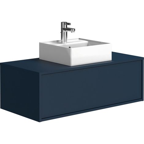 Mobile per bagno sospeso con lavabo singolo 94 cm Blu notte - TEANA II