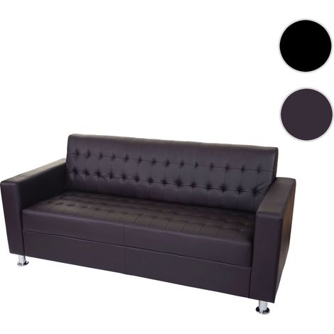 Canapé 3 places Kunda, sofa de salon, similicuir, pieds métalliques café (1/5)
