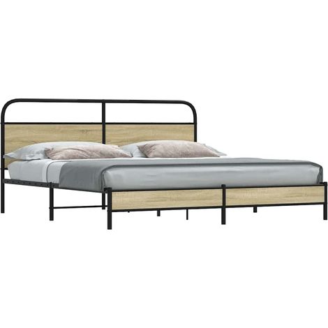 Metallbett ohne Matratze Sonoma-Eiche 180x200 cm