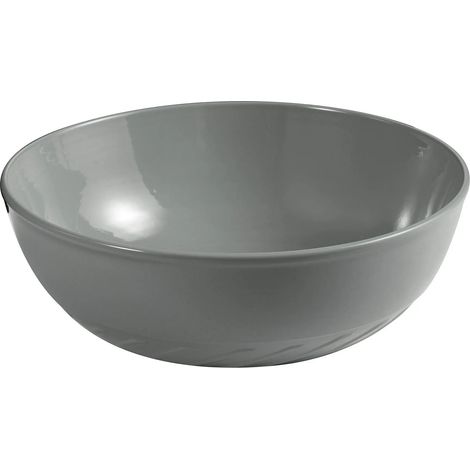 Lavabo da appoggio 40 cm grigio cemento con rilievi sul fondo Logos (1/4)
