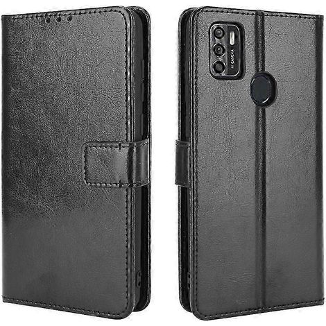 Klapphülle aus Crazy-Horse-Leder mit Kartenhalter, Ständer und Trageschlaufe für das Blade A7s 2020 Smartphone, Vintage-Schutzhülle (1/4)