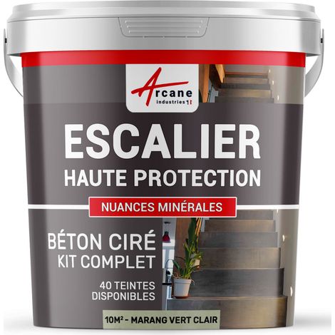 Béton ciré escalier, kit complet - 10 m² (en 2 couches) Marang Vert Clair - ARCANE INDUSTRIES