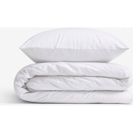 Juego de cama infantil de algodón, 2 piezas: funda de almohada de 40x60 cm y funda nórdica de 135x100 cm - blanco (1/5)