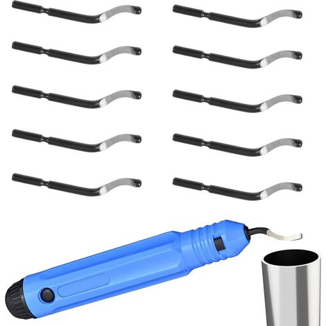 11 pièces Kit d'outils d'ébavurage de qualité supérieure – Poignée durable et lames tranchantes, outil pour plastique, métal et bois, finition des bords de précision (1/5)