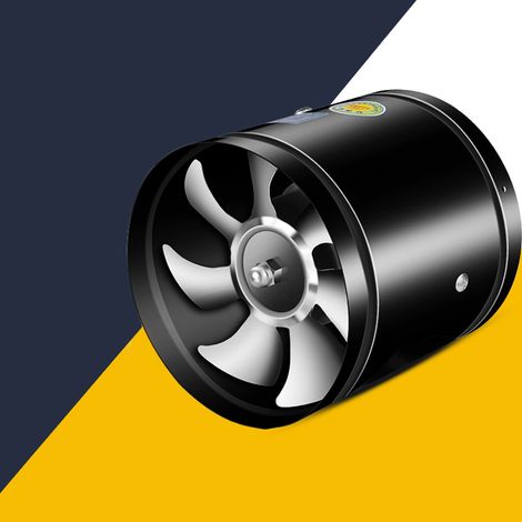 Ventilateur de conduit puissant à moteur à fil de cuivre haute vitesse, rond, en métal, pour cuisine, salle de bain et sous-sol, noir, 150 x 150 mm / 5,9 x 5,9 pouces
