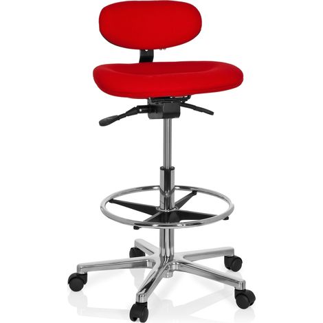 Hocker / Drehhocker / Arbeitsstuhl WORK MF rot hjh OFFICE