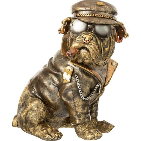 Statuette Bulldog à Cigarette "Trendy" 33cm Marron