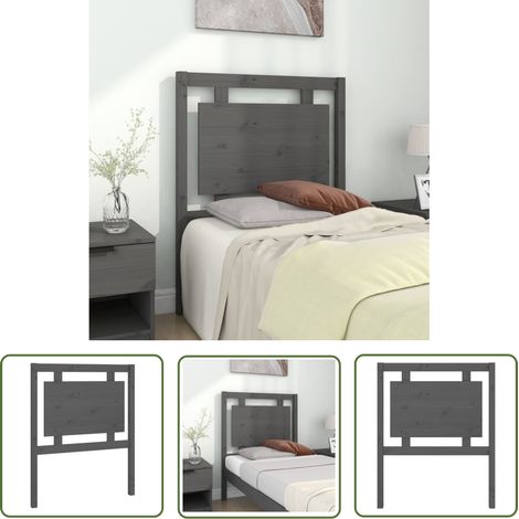 The Living Store Tête de lit Gris 80,5x4x100 cm Bois massif de pin - Tête De Lit - Tête De Lit Bois - Tête De Lit Rustique - Tête De Lit Grise - Meuble Chambre (1/5)
