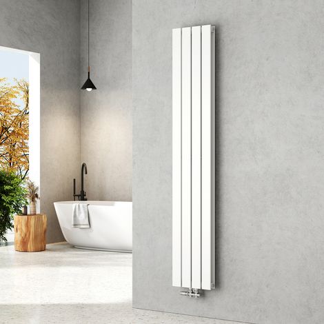 EMKE Radiateur eau chaude en acier, 180x30cm, Tube plat vertical double couche, Convient pour 12,1 m² Blanc 911W