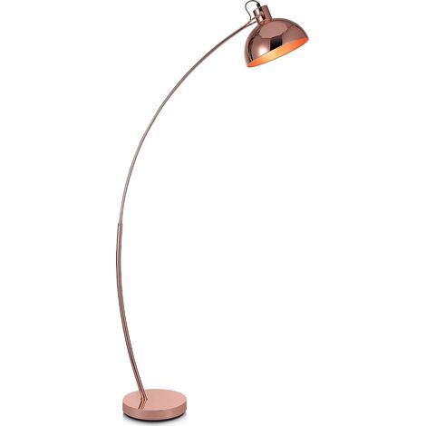 Lampadaire Arco Métal Arc Lampe De Sol Sur Pied Abat-jour Rose Doré VN-L00025-EU (1/5)
