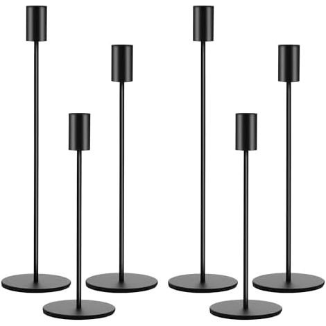 6 PCS Chandelier,Bougeoir Noir Taille 33/28/23 CM, Chandelier Bougeoir,Ensemble de Bougeoirs Vintage,Parfaits pour Mariage,Chandelle, Ornements de Dînerde Table pour la Saint-Valentin. (1/5)