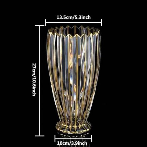 Grand vase moderne en cristal doré peint à la main - 26,9 cm de haut - verre , décoration de bureau à domicile pour salon, table à manger, centres de table, et (1/4)
