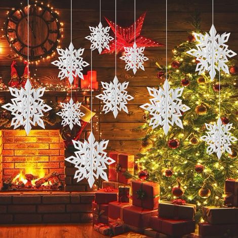 Flocon De Neige 3D - Guirlande De Décoration Hivernale - Pour Fête De Noël Réveillon Du Jour De L An - 6 Pièces (1/5)