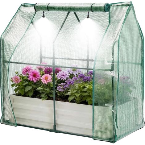 Kit de Potager surélevé avec Serre et Ensemble d'arrosage - Jardinière Large en métal galvanisé - Couverture Transparente - pour Jardin, Patio ou terrasse - Beige, 120 x 90 x 30 cm (1/5)
