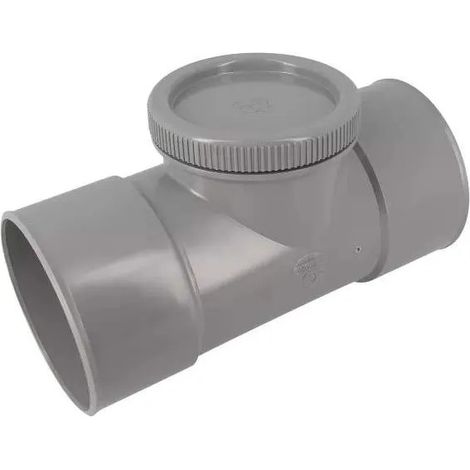 Te de visite femelle femelle 110mm, avec bouchon