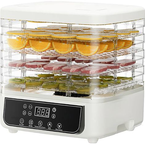 Déshydrateur alimentaire, 5 plateaux, écran LED, Blanc, 220V (1/2)