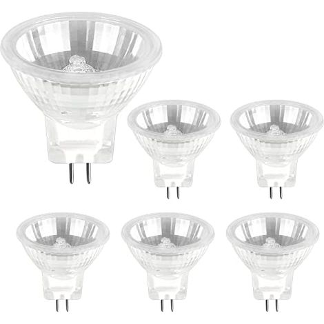 Ampoules halogènes MR11 GU4 12 V 20 W à intensité variable, spot halogène 35 mm à réflecteur GU4, blanc chaud 2700 K, lot de 6 (1/5)