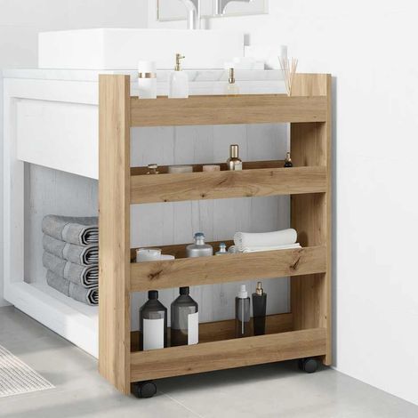 vidaXL Carrello Stretto a 4 Livelli Rovere Artigianale in
