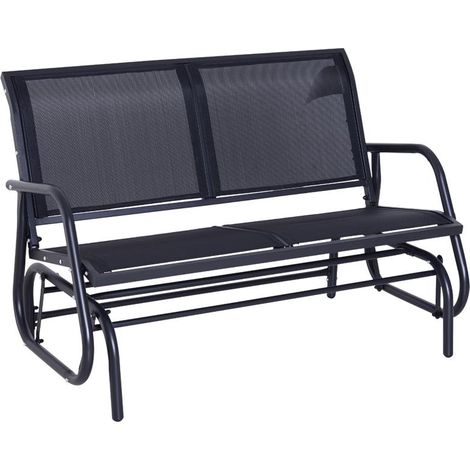 PANCHINA A DONDOLO BIPOSTO IN METALLO 123 X 70 X 87 CM NERA (1/5)