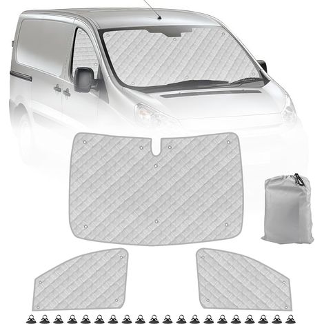 Pare-Soleil de Pare-Brise de Voiture Compatible avec 2006-2016 Citroen Jumpy Fiat Scudo Peugeot Exper, Lot de 3 Pliables Pare-Soleil pour Intérieur de Voiture, Tapis Thermiques Internes,2006-2016 3 Pi (1/5)