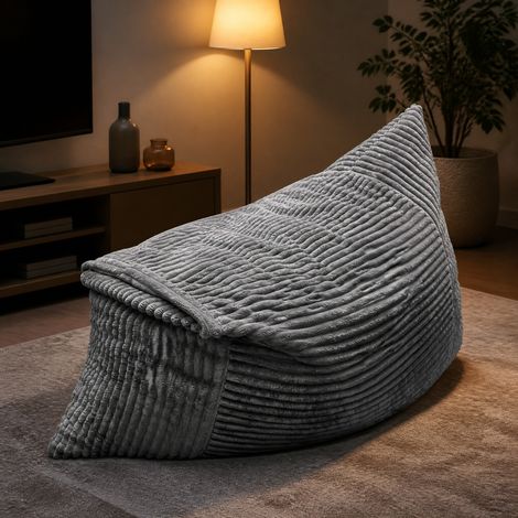 Sitzsack als 3-in-1 Sessel, Sofa und Bett, 180 x 125 cm, hellgrau HAVRYA (1/5)