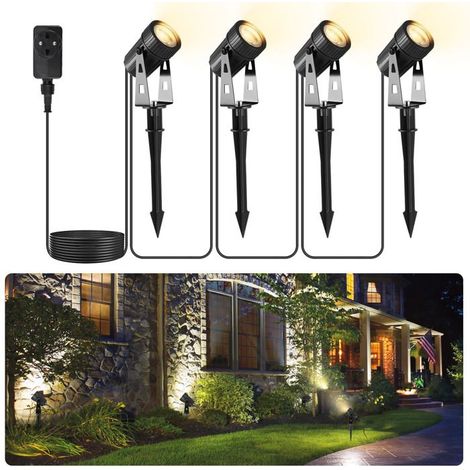 Set aus 4 solarbetriebenen Gartenlampen mit 15 Metern Beleuchtung, sehr hell und wasserdicht nach IP65. Ideal zur Dekoration von Gar