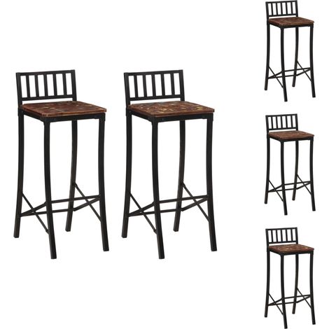Chaises de bar lot de 2 bois de récupération massif - Chaise De Bar - Tabouret De Bar - Meubles Rustique - Mobilier Design - Chaise Vintage (1/5)