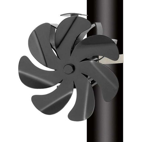 Kaminventilator mit Thermometer – Leiser 7-Blatt-Kaminventilator für Holzöfen/Kamine – Wird am Kaminrohr befestigt (1/4)
