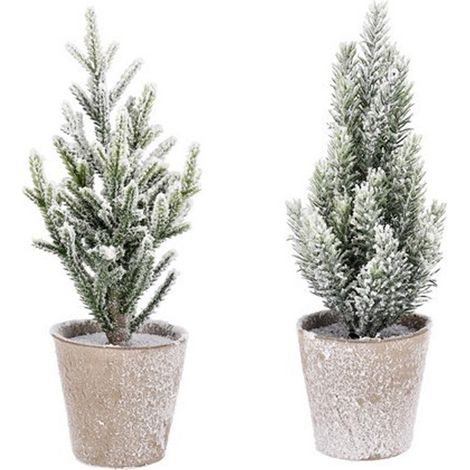 MINI ALBERO DI NATALE INNEVATO CON VASO BIZZOTTO 25H ASSORTITO PREZZO CAD