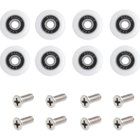 Lot de 8 roulettes pour porte de douche Avec Des Vis, 23 mm de diamètre roulettes de rechange pour porte de douche coulissante Pour cabine de douche (1/3)