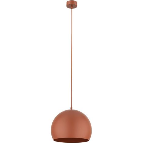 Suspension métal E27 D : 27 cm H : max. 160 cm Rouge brique rond Abat-jour sphérique Rétro (1/5)