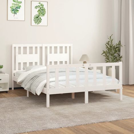 Bed Frame without Mattress White Solid Wood Pine 140x200 cm vidaXL (1/5)