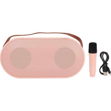 Bluetooth-Mikrofon, tragbarer drahtloser Lautsprecher, niedliches Design, Umgebungslicht, hohe Leistung, ideal für Hauspartys (rosa), mit einem einzelnen Mikrofon und einem 500-mAh-Akku. (1/5)