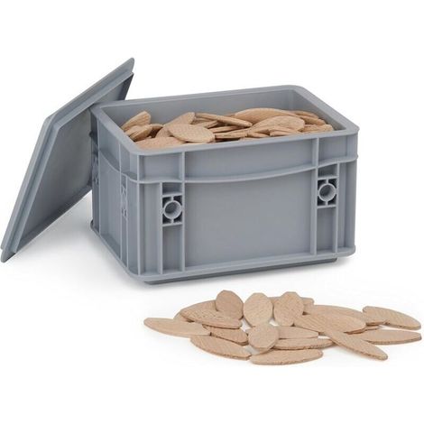 Lamelles d'Assemblage Type Lamello 20 Taille 20 250 pièces Chevilles Plates dans une Boîte de Rangement Euroboîte Biscuits Bois idéale pour Fraisage et Bricolage