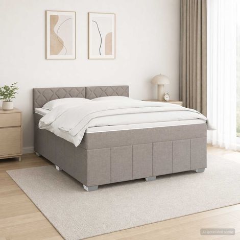 vidaXL Lit boxspring avec matelas Taupe 140 x 190 cm Tissu (1/5)