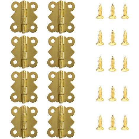 Charnière pour meuble,50 Pièces Charnières Mini Papillon Charnières Laiton Rétro avec 200 pièces Vis de remplacement (20x 17mm) (1/5)