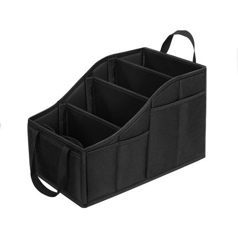 Caja de almacenamiento para coche,Desmontable y plegable,Con separadores ajustables,Bolsillos laterales de malla,Negro (1/5)