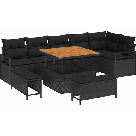 Maison Exclusive - Garten-Sofa-Set mit Kissen mit Speicher 9 pcs