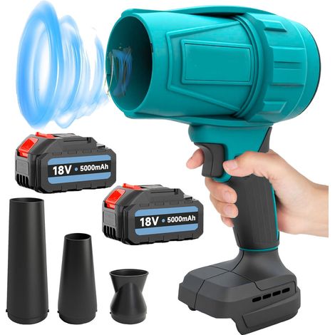 3-in-1-Akku-Laubbläser, tragbarer Handbläser mit 2 x 5500-mAh-Akkus, kompatibel mit Makita-Akkus, für Terrassenreinigung Trocknen beim Camping, Laubblasen, Auto, Blätter, Schnee, Staub