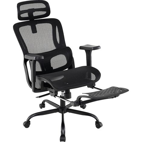 Sedia ergonomica da ufficio da gaming in rete per ufficio a casa, Sedia girevole con poggiatesta Nero (1/3)