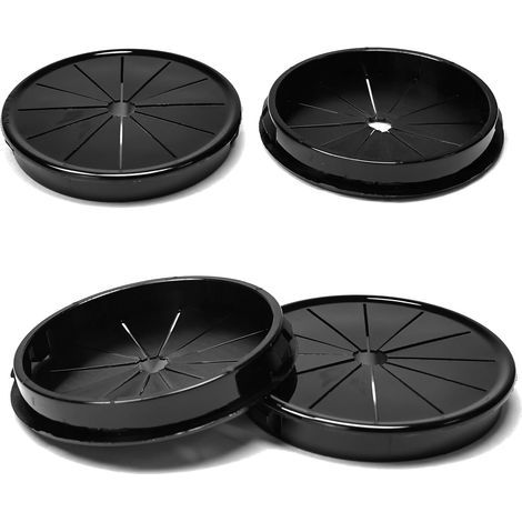 cable clips, 75 mm diameter, round nylon cable clips for office cables, black (1/5)