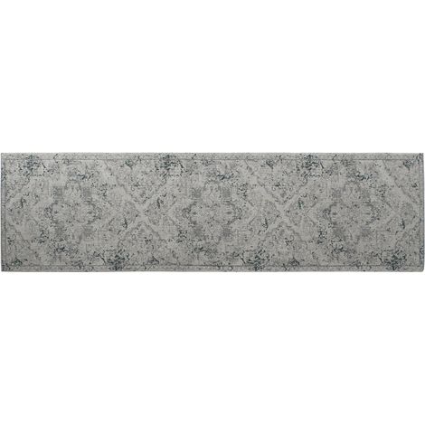 DKD Home Decor Tapis Coton Chenille Gris Blanc Noir Vert 60x240cm (1/4)