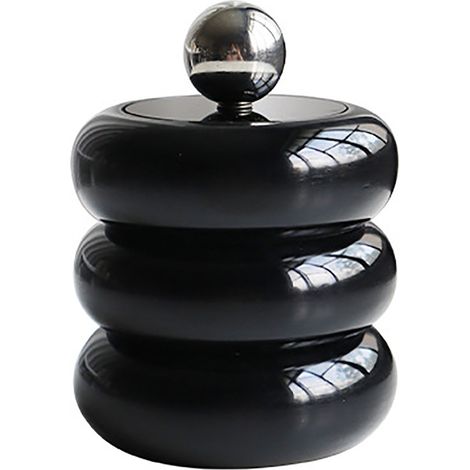 Porte-coton tige style nordique, distributeur de coton-tige anti-poussière pour bureau, boîte de rangement en forme de donut 3 couches avec couvercle noir. (1/5)