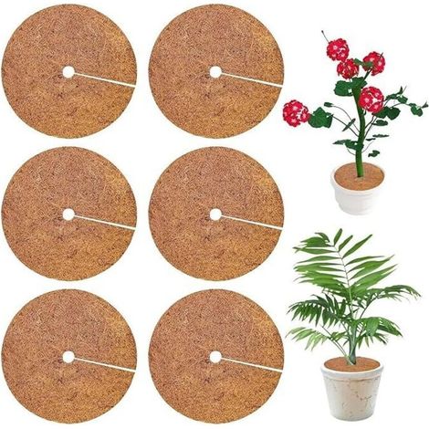 Set of 6 Coconut Plant Mats, Plant Protection Mulch Discs, Coconut Mulch Discs, Winter Protection Coconut Mats for Potted Plants in the Garden Against the Cold (1/4)