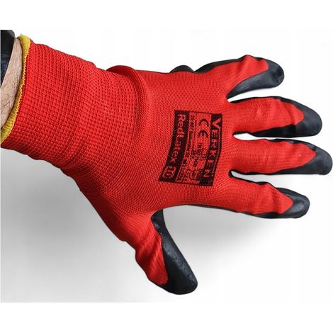 Guantes de trabajo de l谩tex rojo Verken, resistentes y gruesos, talla 11 (XXL), 1 par, econ贸micos.