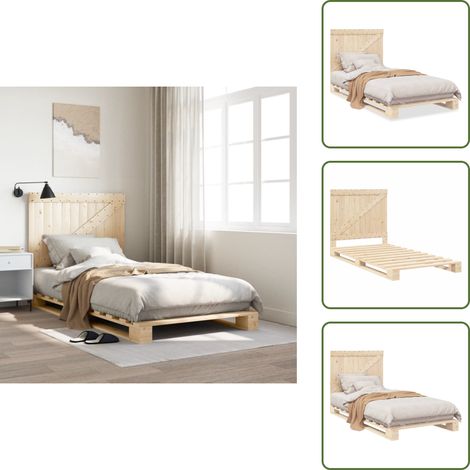 The Living Store Cadre de lit sans matelas avec tête de lit 100x200 cm - Cadre de lit (1/5)